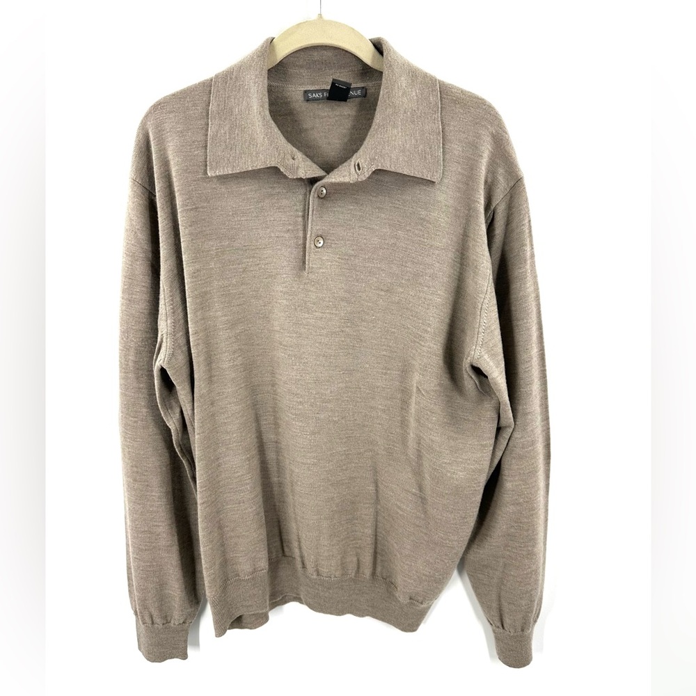 Saks Fifth Avenue Italian Merino Wool Sweater Mens Large Preppy Old Money Luxury